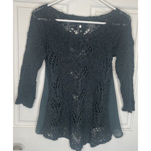 Anthropologie Knitted & Knotted Women's Open Knit Sweater Sz S/M Boho Fisherman